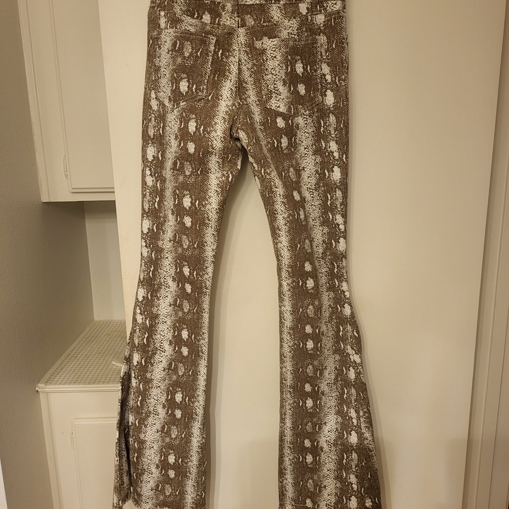 Brown and White Flared Pants